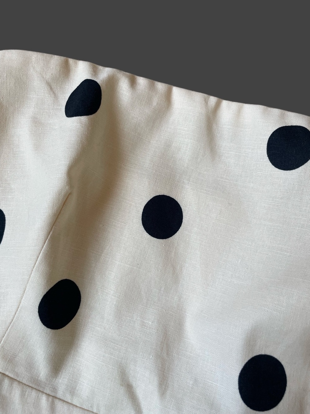 SEZANE EDITIONS Ecru Cream & Black Polka Dot Printed Linen Strapless Peplum Top - Picture 11 of 17